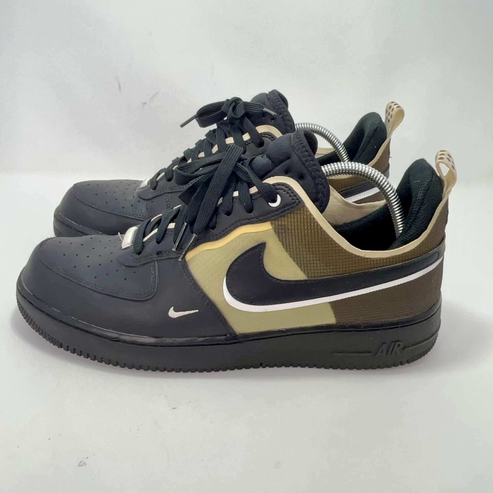 Nike Air Force 1 React Black Olive Green Sneakers DM0573-002 Mens 12.5 Swoosh